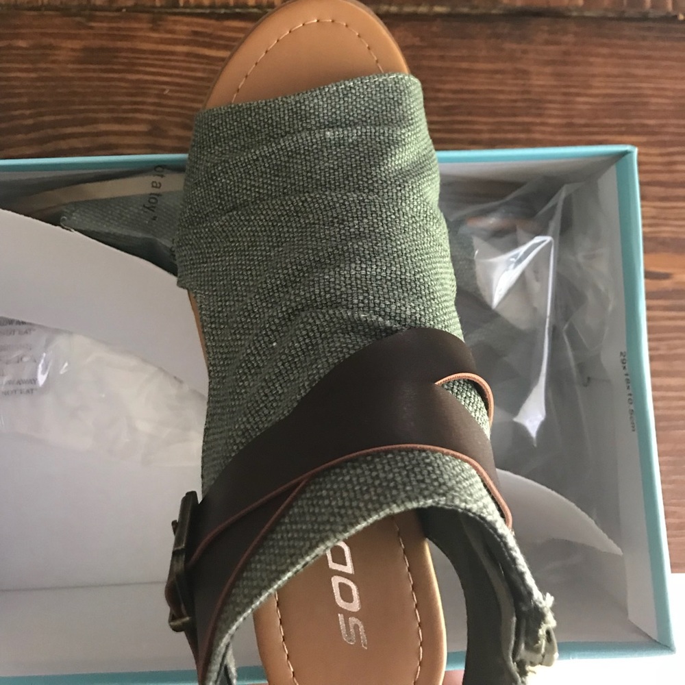 Army green and brown boutique sandals